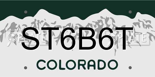 ST6B6T Colorado License Plate