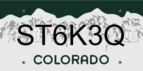 ST6K3Q Colorado License Plate