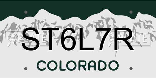 ST6L7R Colorado License Plate