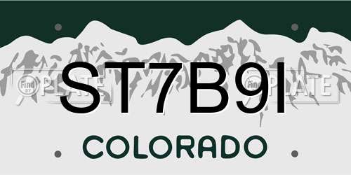 ST7B9I Colorado License Plate