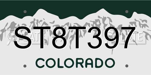 ST8T397 Colorado License Plate
