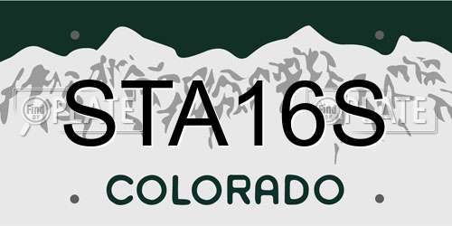 STA16S Colorado License Plate