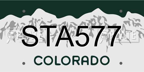 STA577 Colorado License Plate