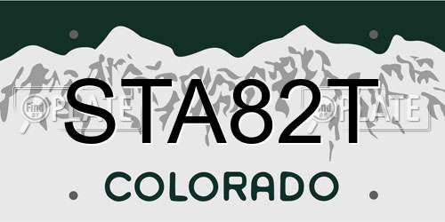 STA82T Colorado License Plate