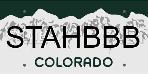 STAHBBB Colorado License Plate