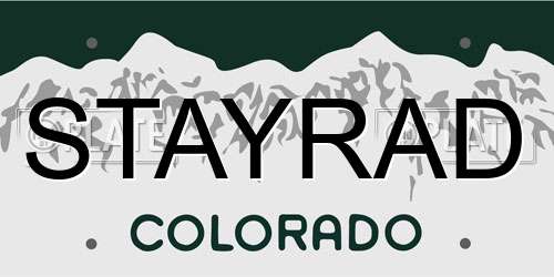 STAYRAD Colorado License Plate
