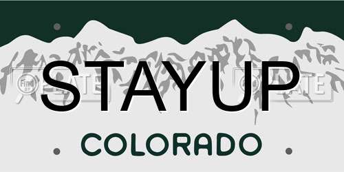 STAYUP Colorado License Plate