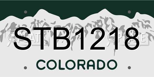 STB1218 Colorado License Plate