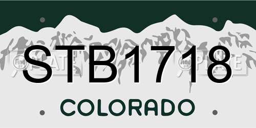 STB1718 Colorado License Plate