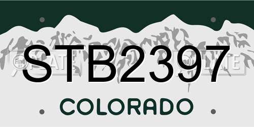 STB2397 Colorado License Plate