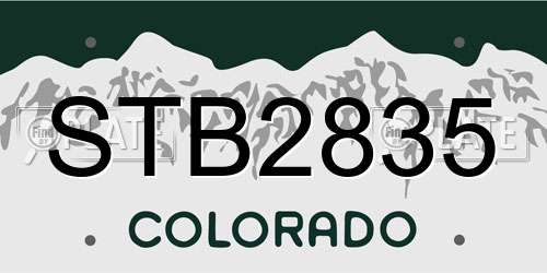 STB2835 Colorado License Plate
