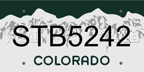 STB5242 Colorado License Plate