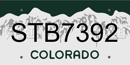 STB7392 Colorado License Plate