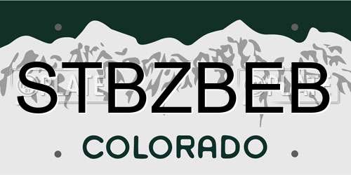 STBZBEB Colorado License Plate