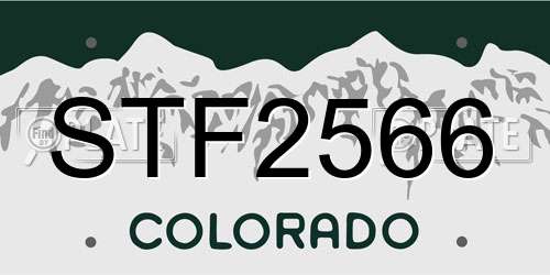 STF2566 Colorado License Plate
