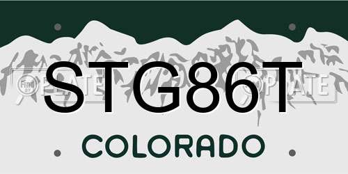 STG86T Colorado License Plate