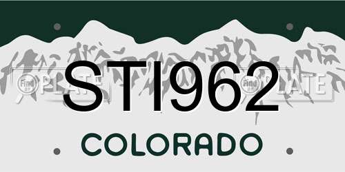 STI962 Colorado License Plate