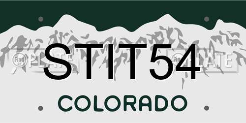 STIT54 Colorado License Plate