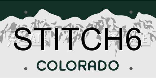 STITCH6 Colorado License Plate