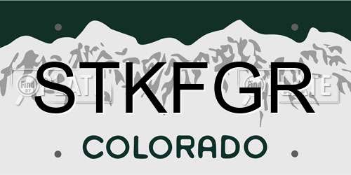STKFGR Colorado License Plate