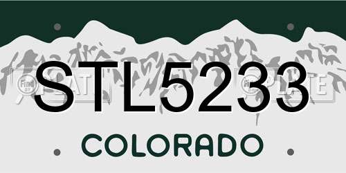 STL5233 Colorado License Plate