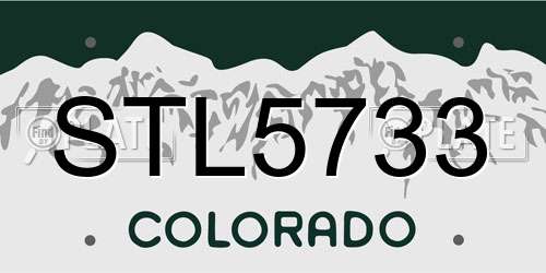 STL5733 Colorado License Plate