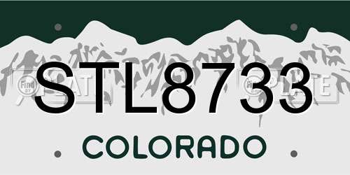 STL8733 Colorado License Plate