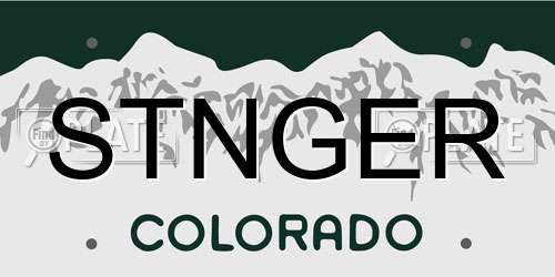 STNGER Colorado License Plate