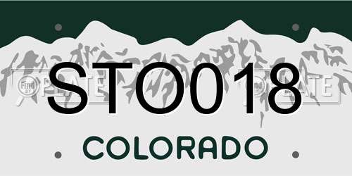 STO018 Colorado License Plate