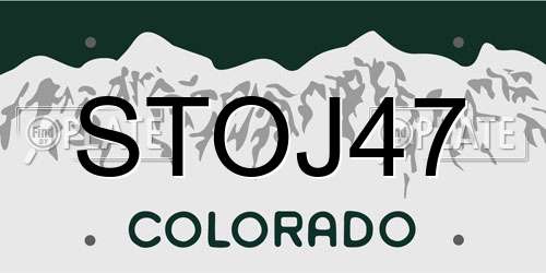 STOJ47 Colorado License Plate