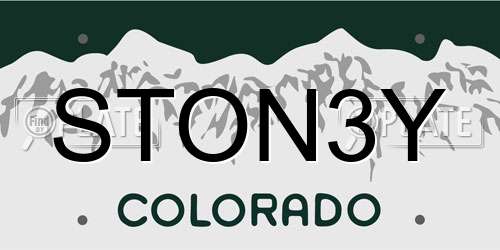STON3Y Colorado License Plate