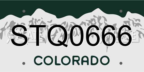STQ0666 Colorado License Plate