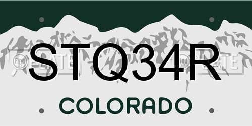 STQ34R Colorado License Plate