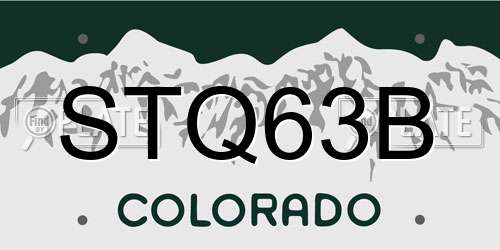 STQ63B Colorado License Plate
