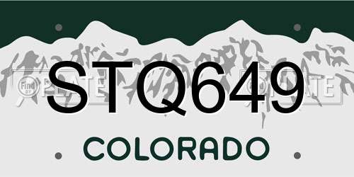 STQ649 Colorado License Plate