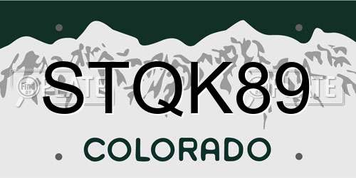 STQK89 Colorado License Plate