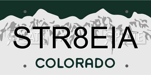 STR8EIA Colorado License Plate
