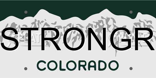STRONGR Colorado License Plate