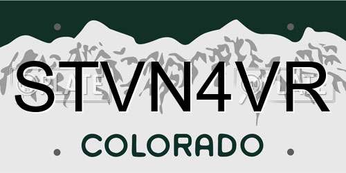 STVN4VR Colorado License Plate