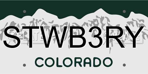 STWB3RY Colorado License Plate