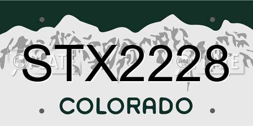 STX2228 Colorado License Plate