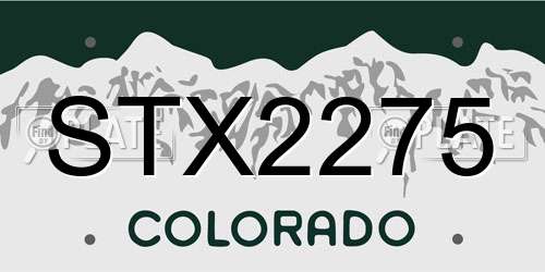 STX2275 Colorado License Plate