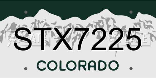 STX7225 Colorado License Plate