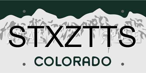 STXZTTS Colorado License Plate