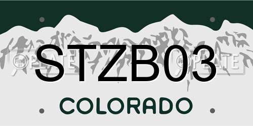STZB03 Colorado License Plate