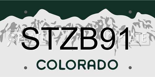 STZB91 Colorado License Plate