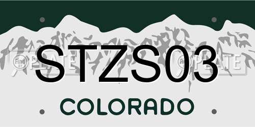 STZS03 Colorado License Plate