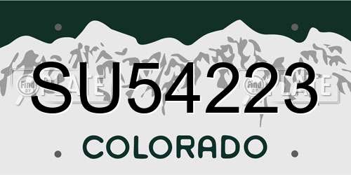 SU54223 Colorado License Plate