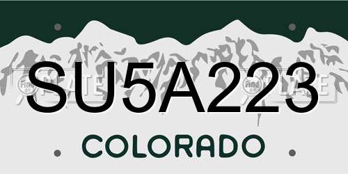 SU5A223 Colorado License Plate