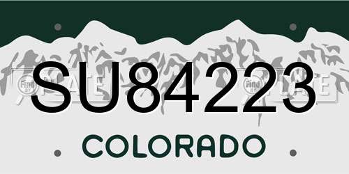 SU84223 Colorado License Plate
